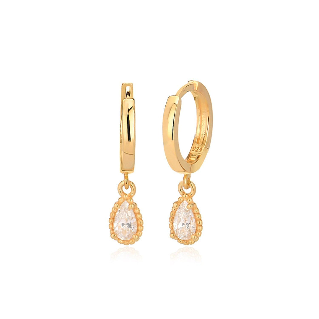 Dangling Tear Drop Hoop Earrings in Gold Vermeil - Nili Gem