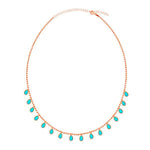 Load image into Gallery viewer, Dangling Tear Drop Turquoise Necklace In Rose Gold Plating - Nili Gem
