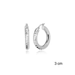Diamond Cut Sterling Silver Latch Back Hoop Earrings - Nili Gem