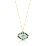 Load image into Gallery viewer, Enameled Evil Eye Pendant &amp; Chain In Gold Vermeil - Nili Gem
