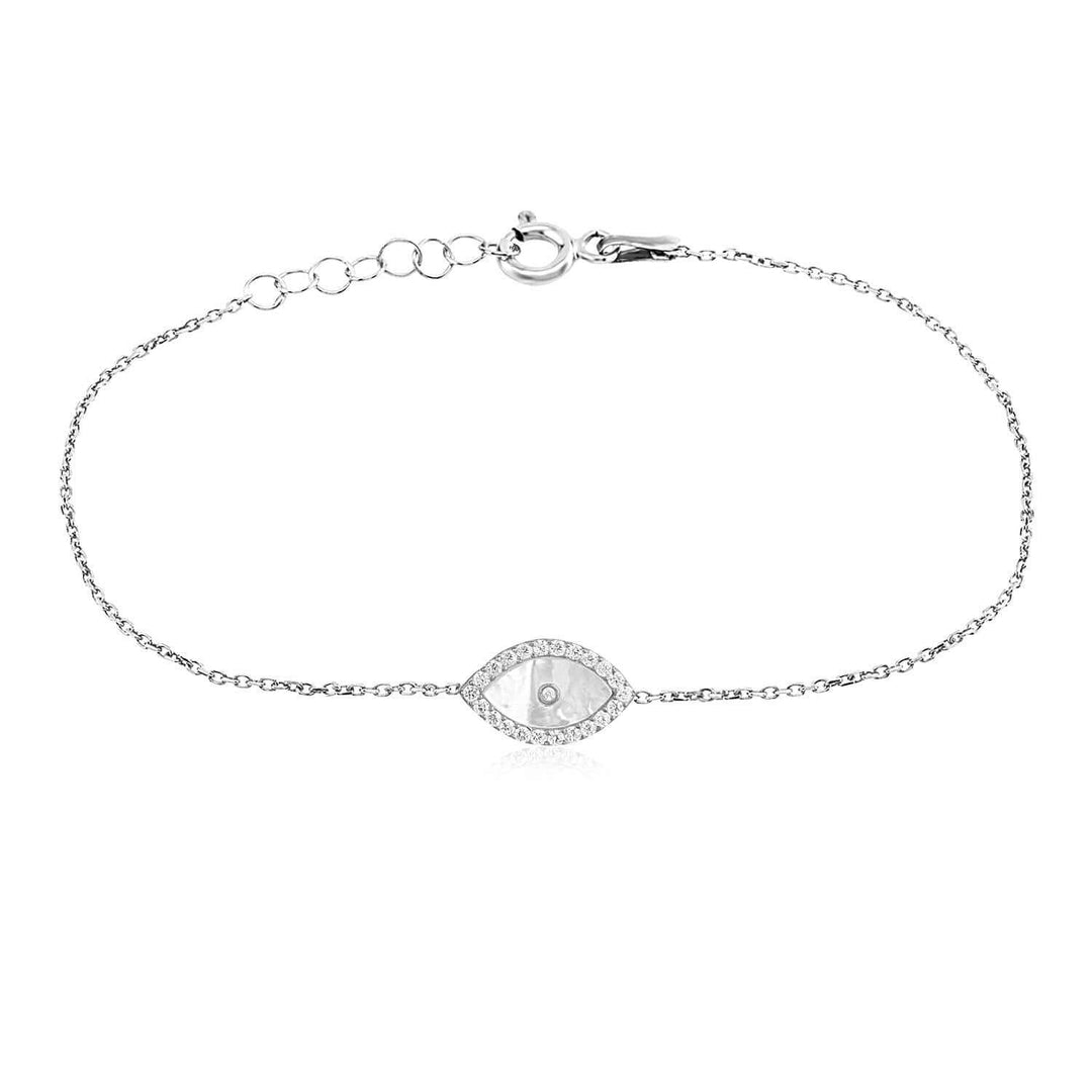 Evil Eye Bracelet with MOP In Sterling Silver - Nili Gem