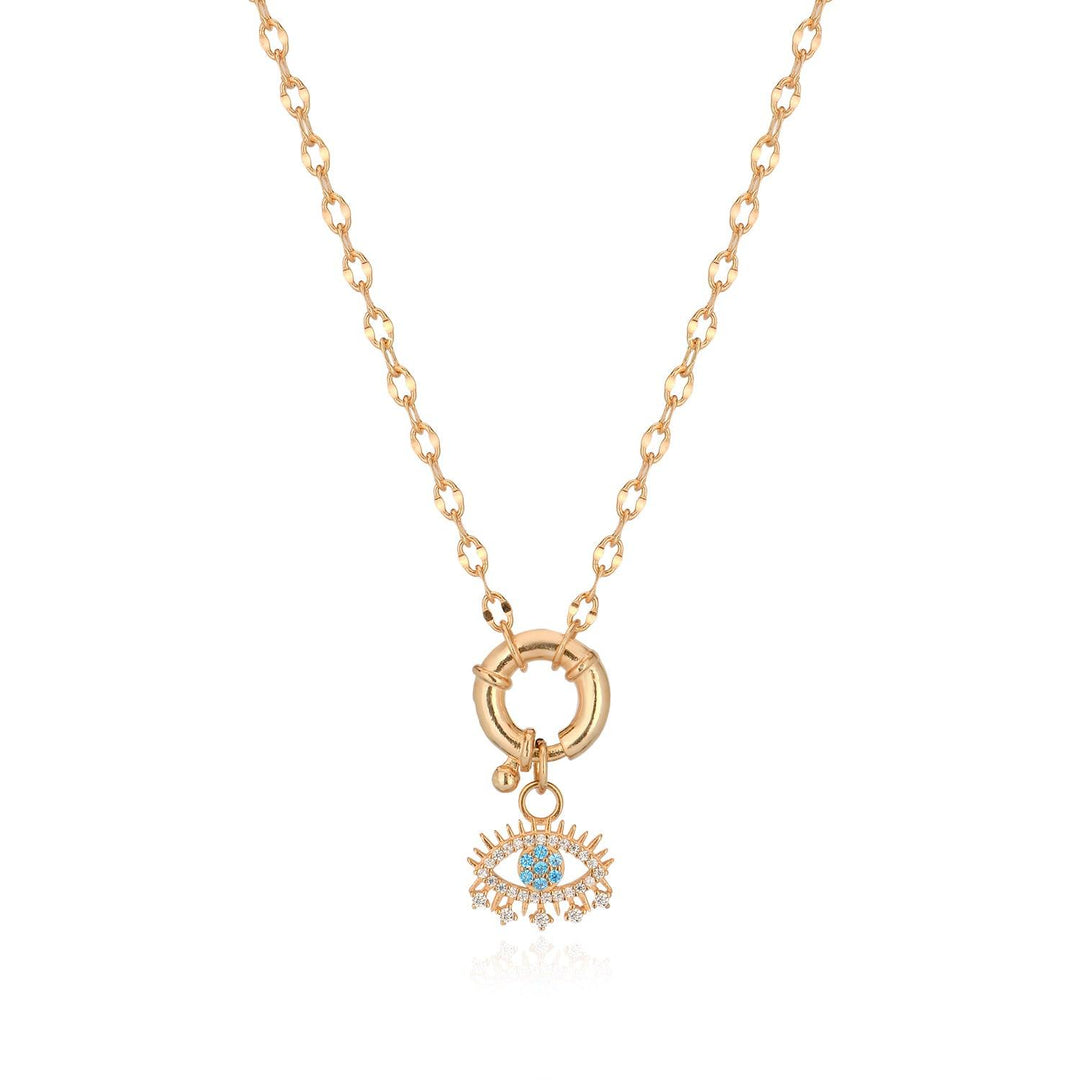 Evil Eye Charm & Chain Necklace In Gold Vermeil - Nili Gem