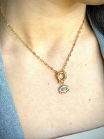 Load image into Gallery viewer, Evil Eye Charm &amp; Chain Necklace In Gold Vermeil - Nili Gem
