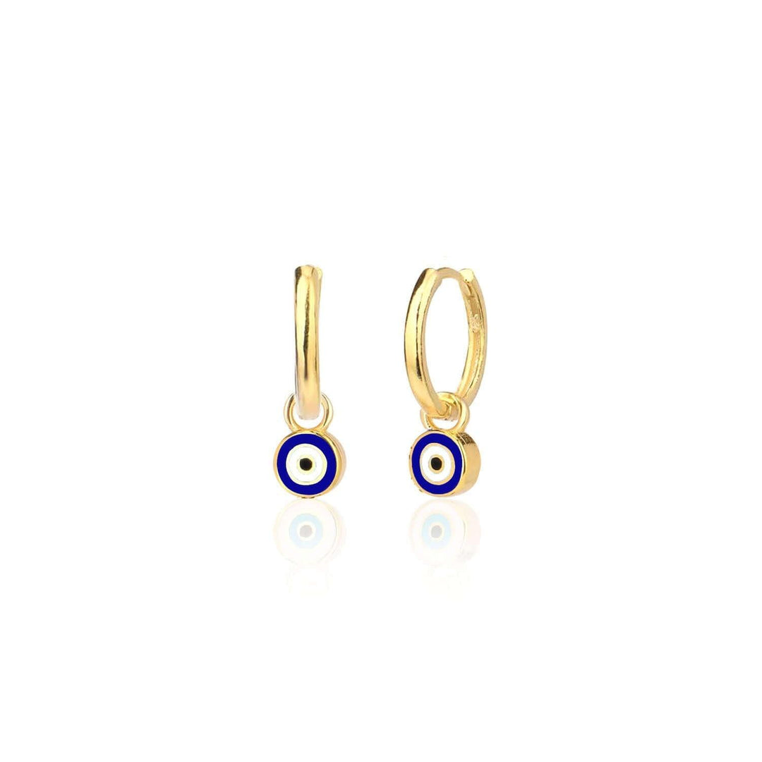 Evil Eye Charm Hoop Earrings In Gold Vermeil - Nili Gem