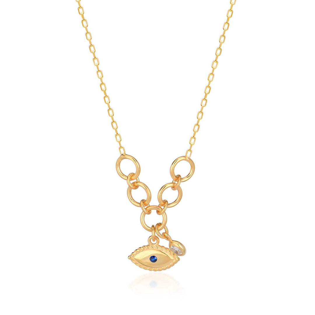 Evil Eye Charm Link Party Necklace In Gold Vermeil - Nili Gem