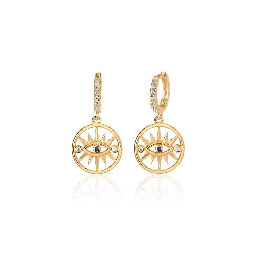 Evil Eye Hoop Earrings In Gold Vermeil - Nili Gem