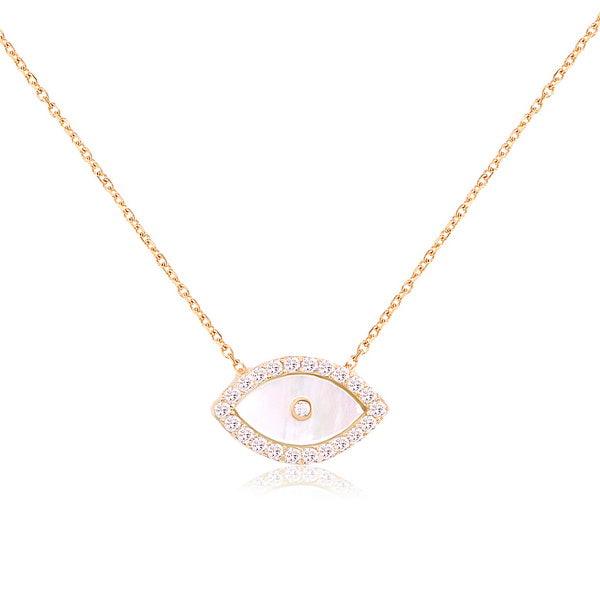 Evil eye Necklace With Mother Of Pearl In Gold Vermeil - Nili Gem