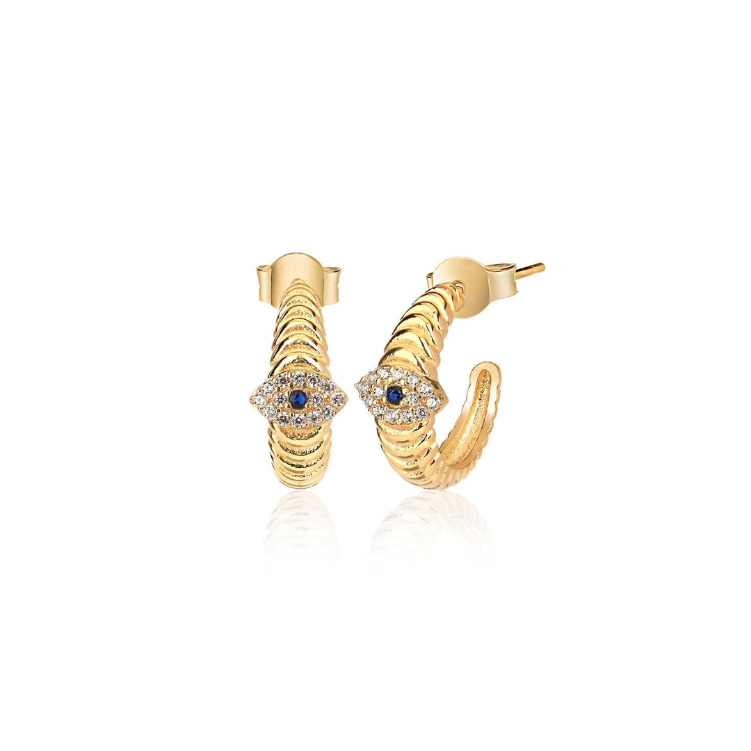 Evil Eye Open Hoop Earrings In Gold Vermeil - Nili Gem