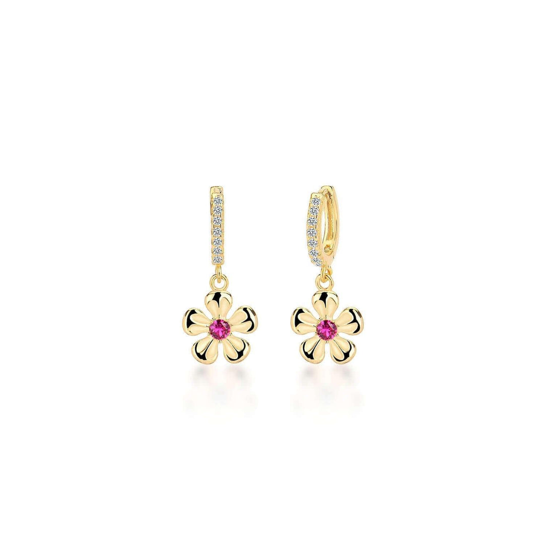 Flower Charms Hoop Earrings In Gold Vermeil - Nili Gem