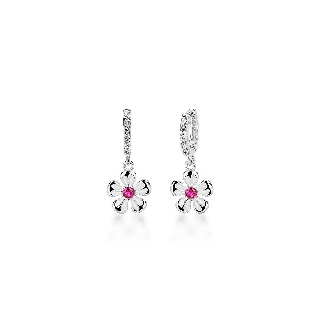 Flower Charms Hoop Earrings In Sterling Silver - Nili Gem