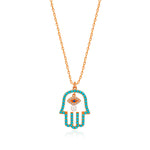 Hamsa Pendant & Chain Necklace In Rose Gold Plating - Nili Gem