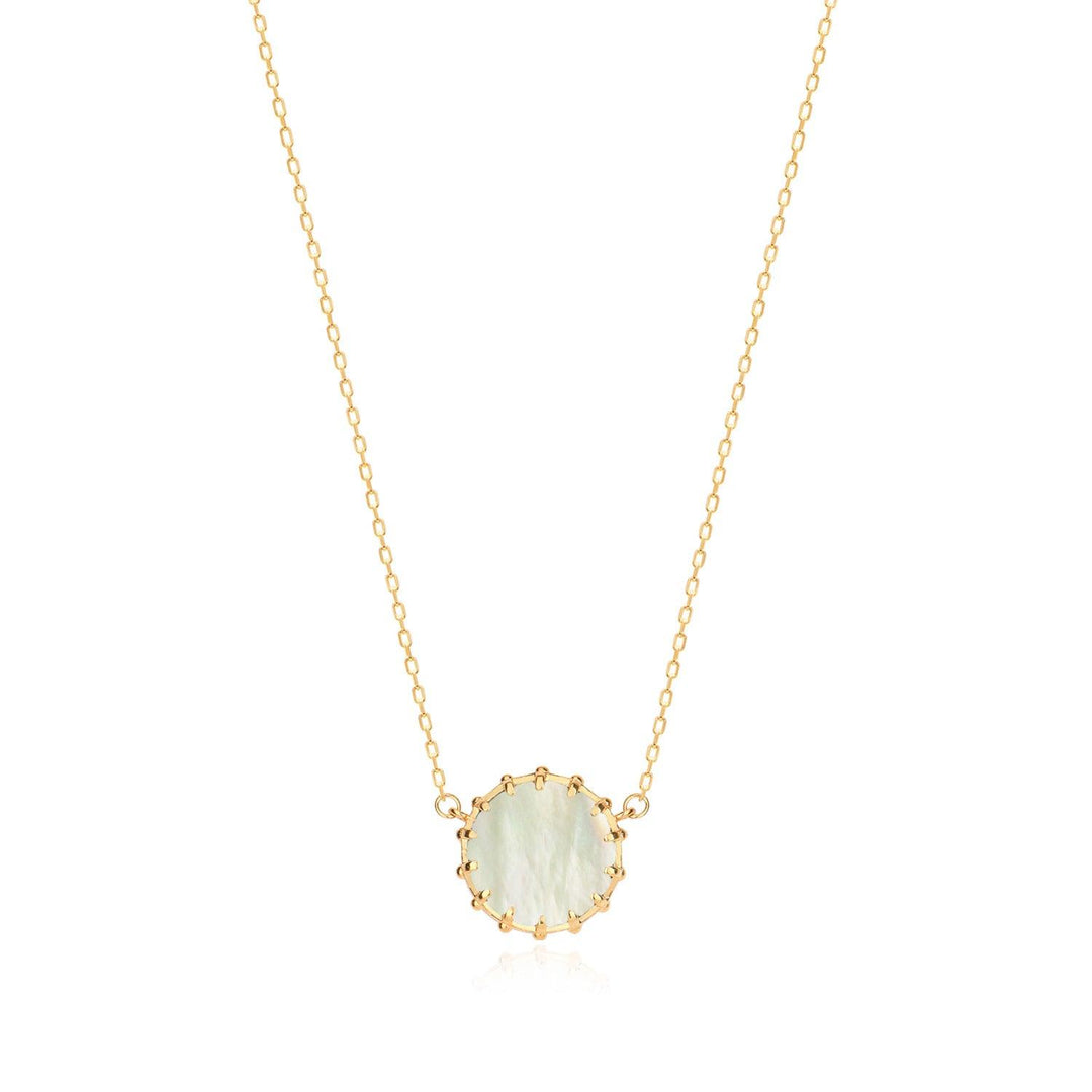 Hand Cut Mother Of Pearl Pendant Necklace In Gold Vermeil - Nili Gem