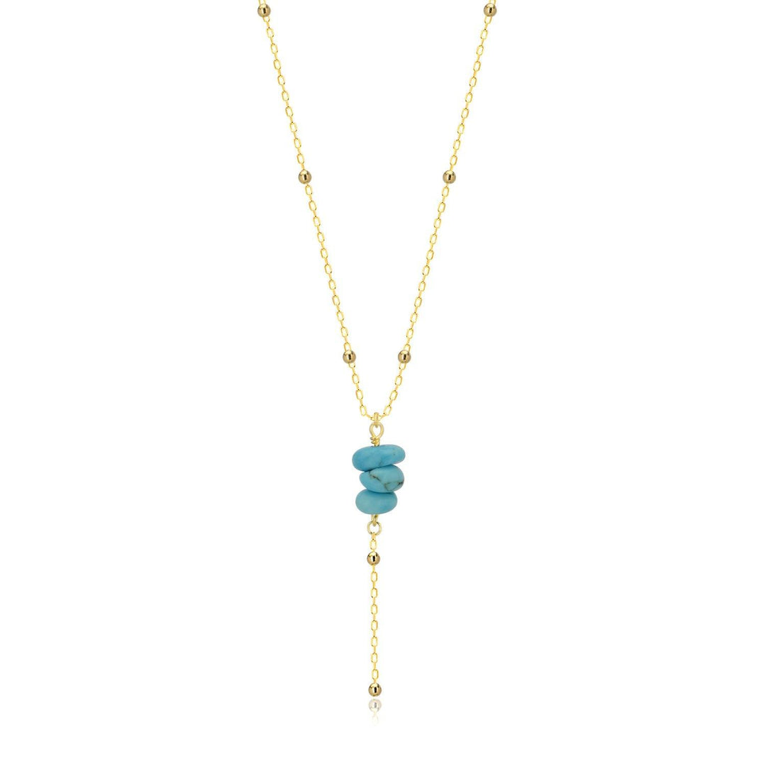 Handmade Drop Turquoise Chain Necklace In Gold Vermeil - Nili Gem