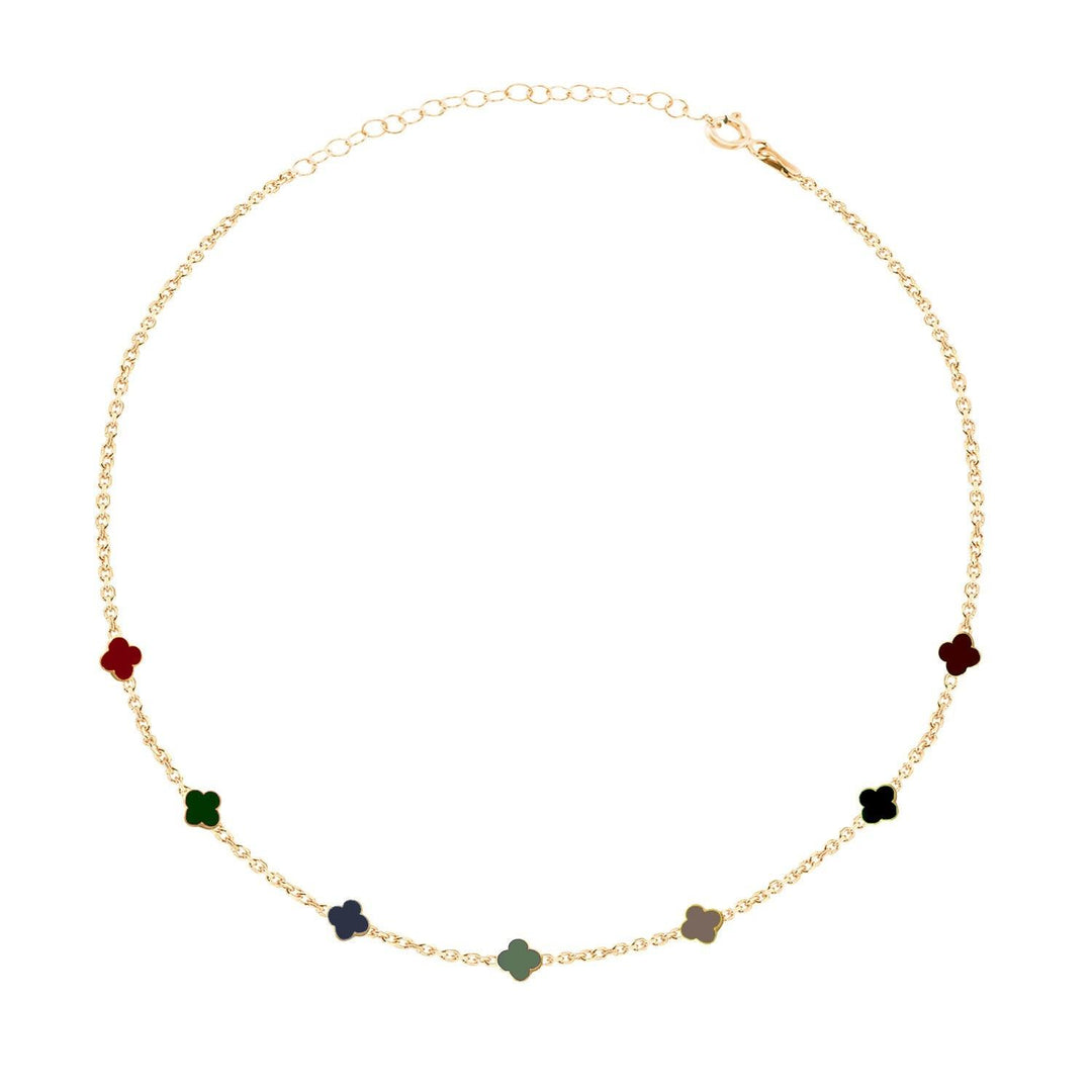 Handmade Enameled Clover Necklace In Gold Vermeil - Nili Gem