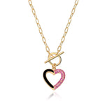 Load image into Gallery viewer, Handmade Enameled Heart Pendant &amp; Chain Necklace In Gold Vermeil - Nili Gem
