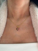 Load image into Gallery viewer, Handmade Enameled Heart Pendant &amp; Chain Necklace In Gold Vermeil - Nili Gem
