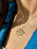 Load image into Gallery viewer, Handmade Evil Eye Pearl Pendant &amp; Chain In Gold Vermeil - Nili Gem
