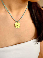 Load image into Gallery viewer, Handmade Evil Eye Pendant And Turquoise Bead Necklace In Gold Vermeil - Nili Gem
