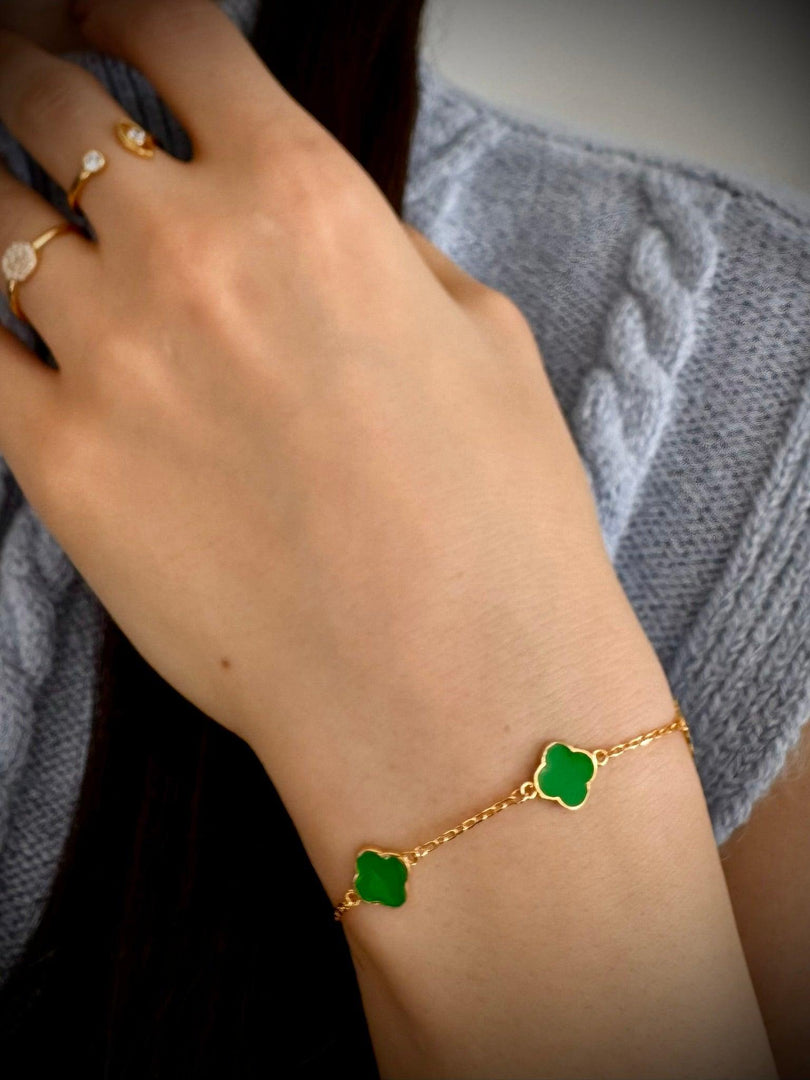 Handmade green Enameled Bracelet In Gold Vermeil - Nili Gem