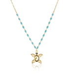 Load image into Gallery viewer, Handmade Niligem Turtle Pendant and Turquoise Bead Chain In Gold Vermeil - Nili Gem
