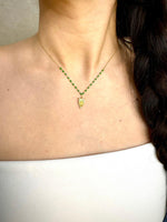 Load image into Gallery viewer, Handmade Owl Pendant &amp; Green Gem Beads Necklace In Gold Vermeil - Nili Gem
