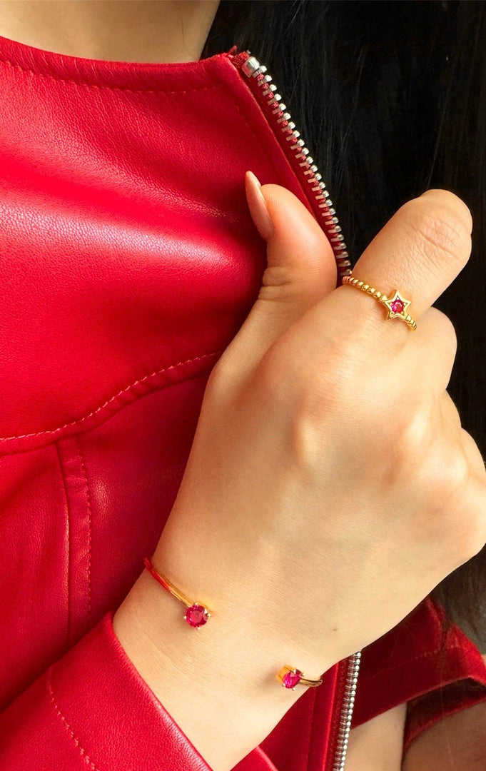 Handmade Ruby Bangle in Gold Vermeil - Nili Gem