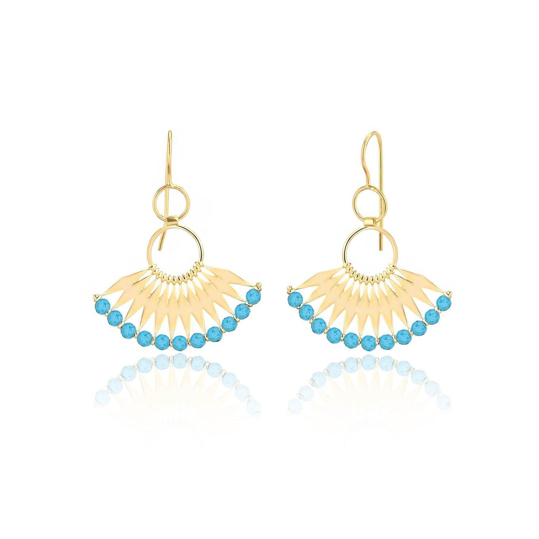 Handmade Turquoise Dangling Hook Earrings In Gold Vermeil - Nili Gem