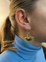 Load image into Gallery viewer, Handmade Turquoise Dangling Hook Earrings In Gold Vermeil - Nili Gem
