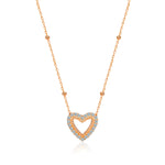 Load image into Gallery viewer, Heart Ball Chain Necklace In Rose Gold Plating - Nili Gem
