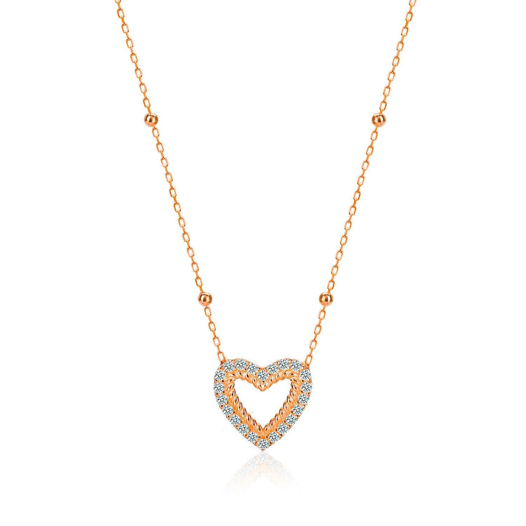 Heart Ball Chain Necklace In Rose Gold Plating - Nili Gem