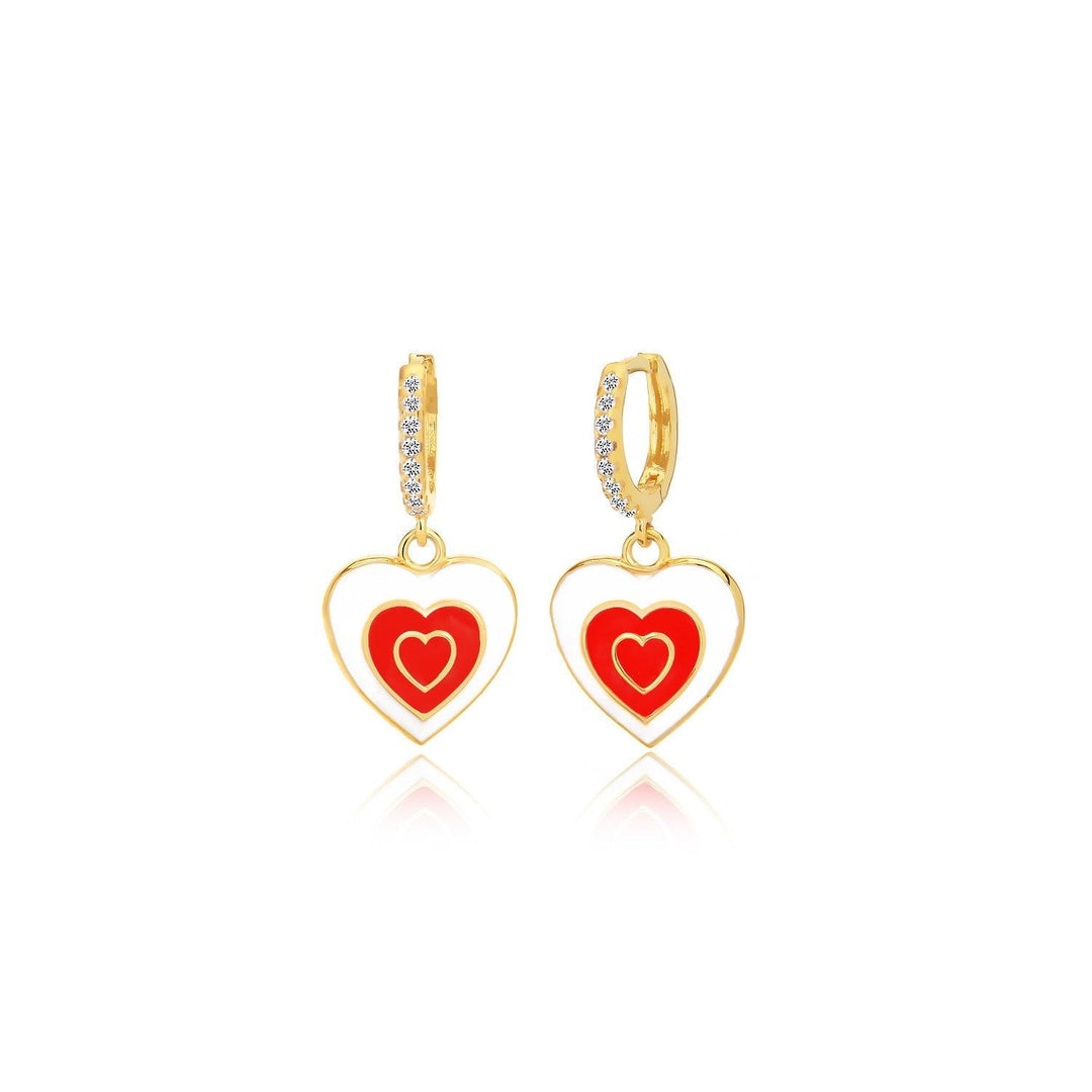 Heart Charm Hoop Earrings In Gold Vermeil - Nili Gem