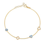 Load image into Gallery viewer, Heart Evil Eye Bracelet In Gold Vermeil - Nili Gem
