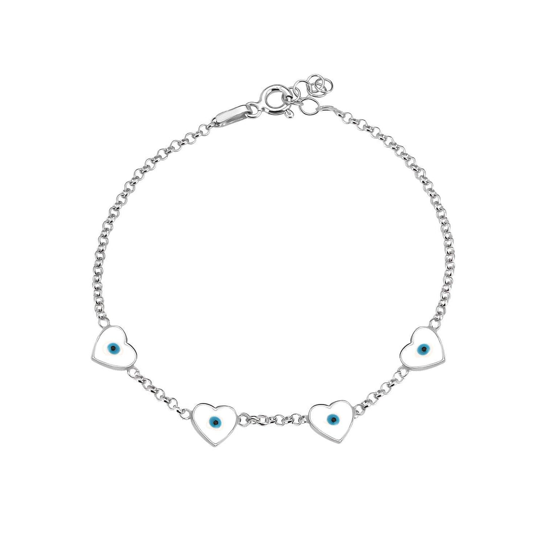 Heart Evil Eye Bracelet In Sterling Silver - Nili Gem