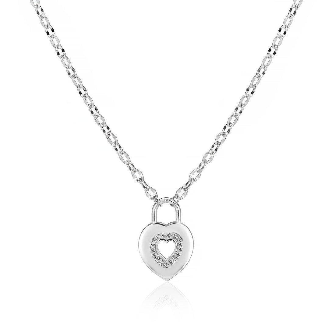 Heart Lock Necklace In Sterling Silver - Nili Gem