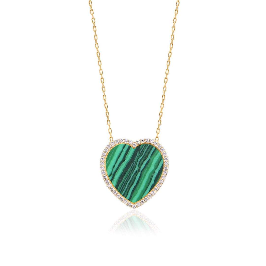 Heart-Shaped Malachite Necklace In Gold Vermeil - Nili Gem