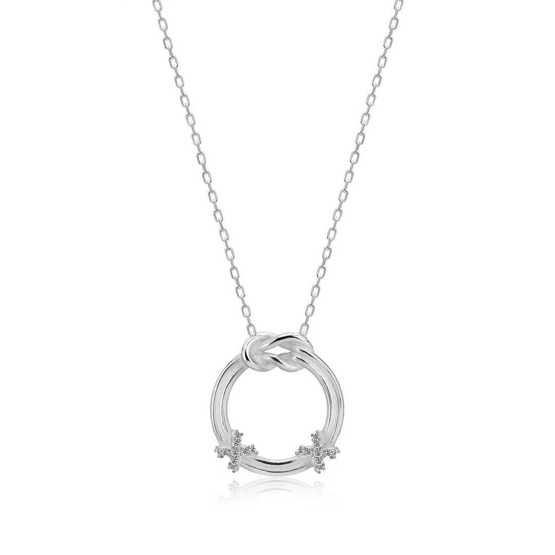 Knot Round Pendant Chain Necklace In Sterling Silver - Nili Gem