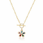 Load image into Gallery viewer, Multi Color Flower Pendant &amp; Chain Necklace In Gold Vermeil - Nili Gem
