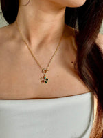 Load image into Gallery viewer, Multi Color Flower Pendant &amp; Chain Necklace In Gold Vermeil - Nili Gem
