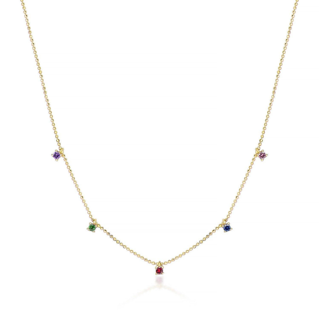 Multi Color Station Necklace In Gold Vermeil - Nili Gem