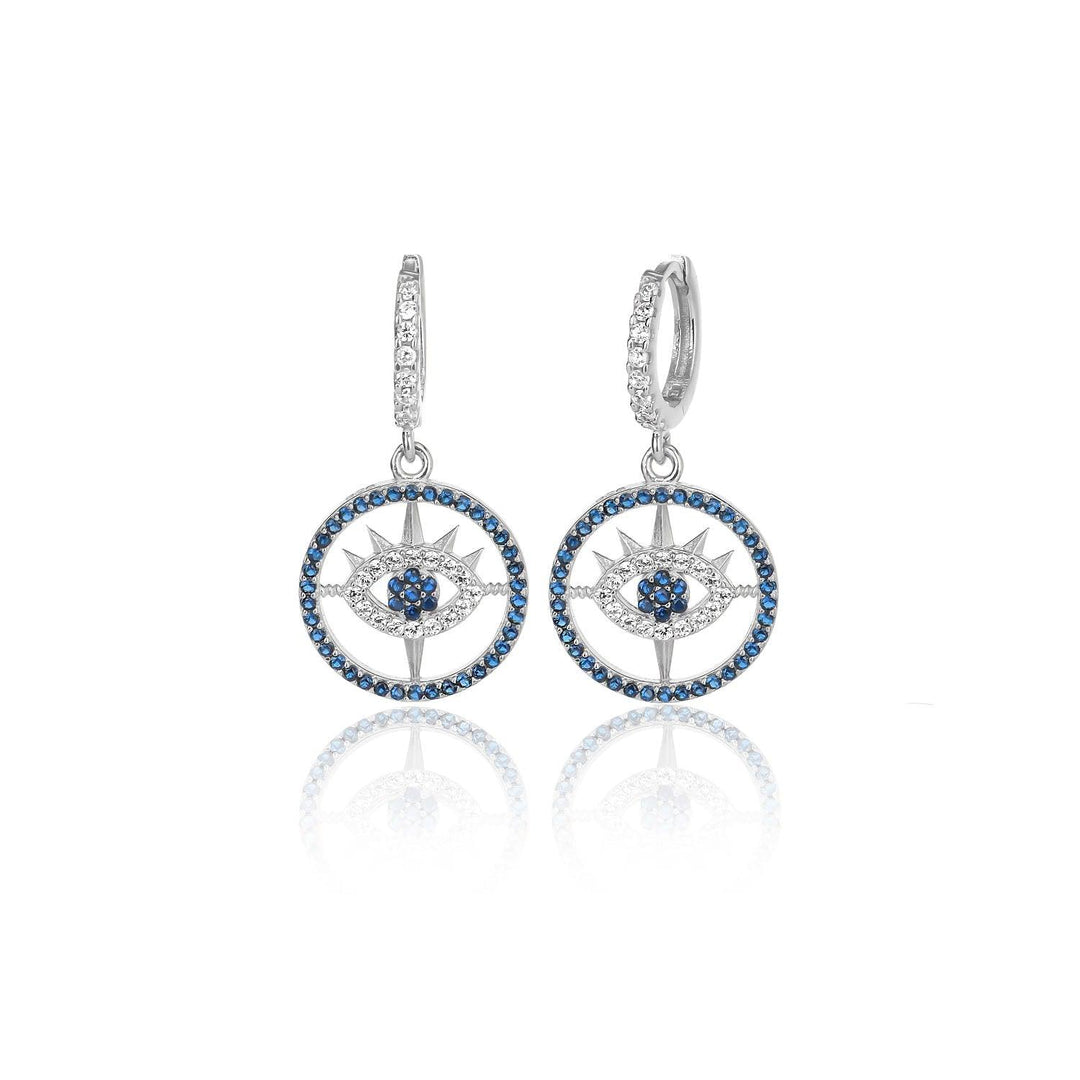 Niligem Evil Eye Hoop Earrings In sterling silver - Nili Gem