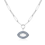 Load image into Gallery viewer, Niligem Evil Eye Paper Clip Necklace In Sterling Silver - Nili Gem
