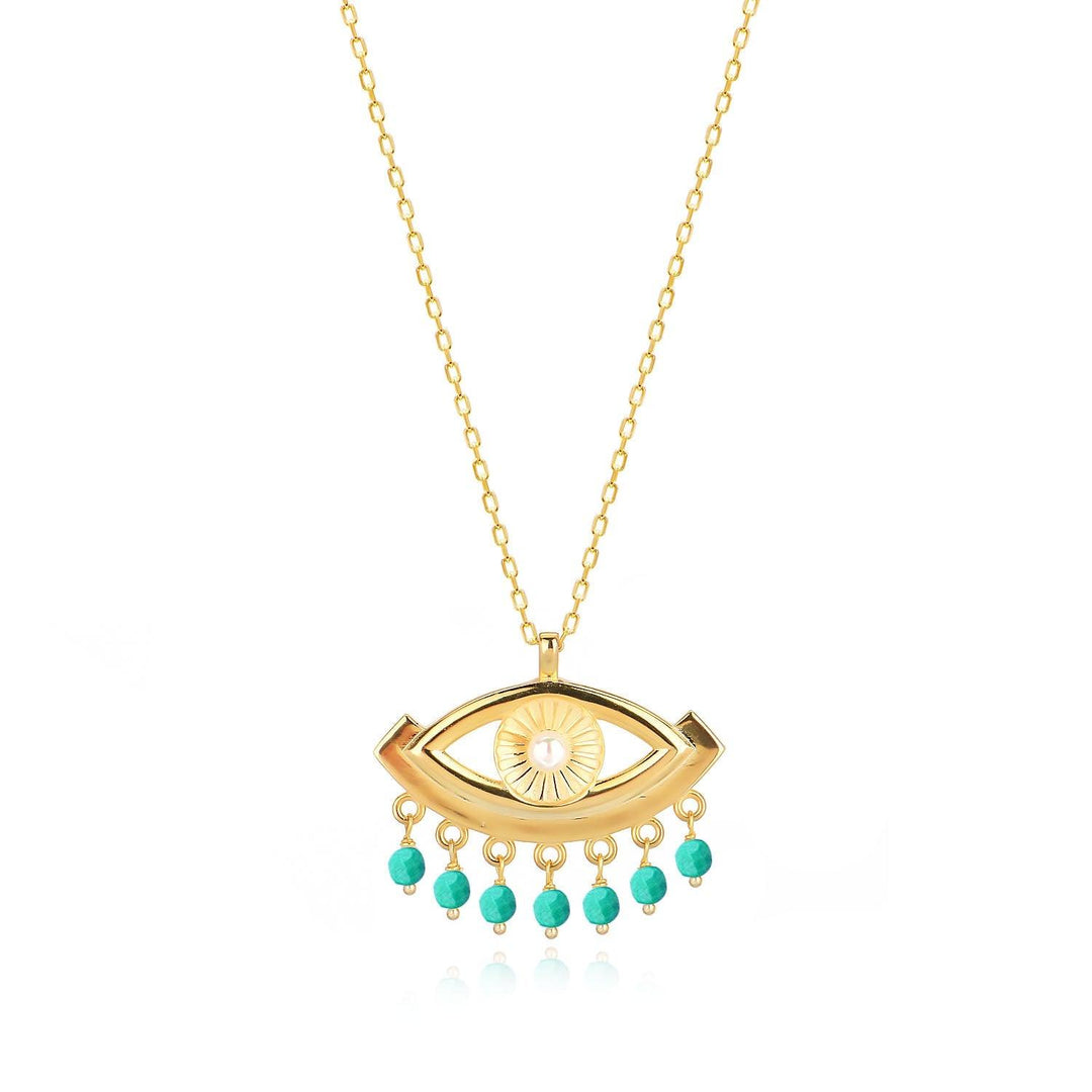 Niligem Evil Eye Pendant & Chain In Gold Vermeil - Nili Gem