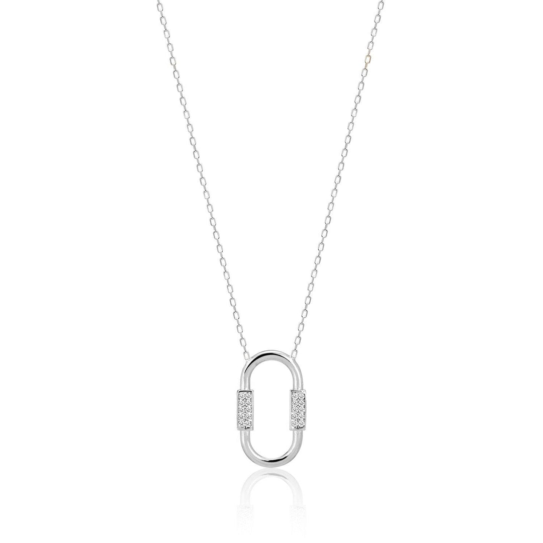 Oval Pendant & Chain Necklace In Sterling Silver - Nili Gem