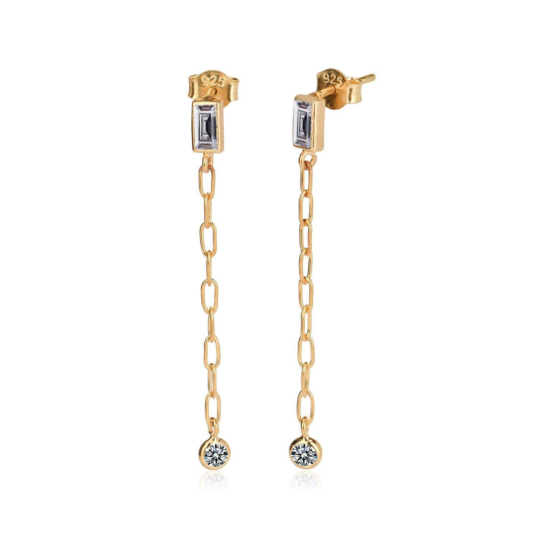 Paperclip Dangling Chain Earrings In Gold Vermeil - Nili Gem