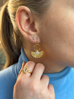 Load image into Gallery viewer, Peacock Hook Wires Earrings in Gold Vermeil - Nili Gem
