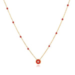 Load image into Gallery viewer, Red Evil Eye Ball Chain Necklace In Gold Vermeil - Nili Gem
