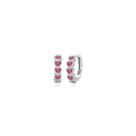 Red Heart Hoop Earrings In Sterling Silver - Nili Gem