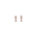 Round & Princess Cut CZ Stud Earrings in Rose Gold plating - Nili Gem