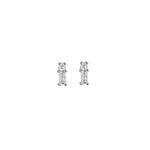 Round & Princess Cut CZ Stud Earrings in Sterling Silver - Nili Gem