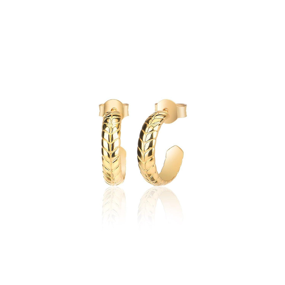 Smooth Leaf Open Hoop Earrings In Gold Vermeil - Nili Gem